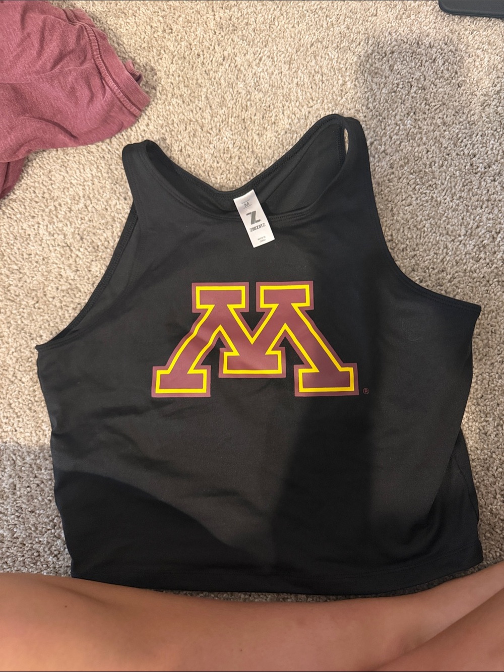 University of Minnesota Black Logo Crop Tank Top - Racerback